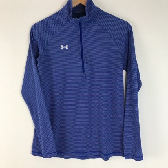Under Armour Royal Steel Micro Stripe Tech 1/4 Zip - Picture 6 of 9